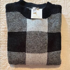 M.X.O. Monochrome Checkered Crewneck Sweater from House of Bruar